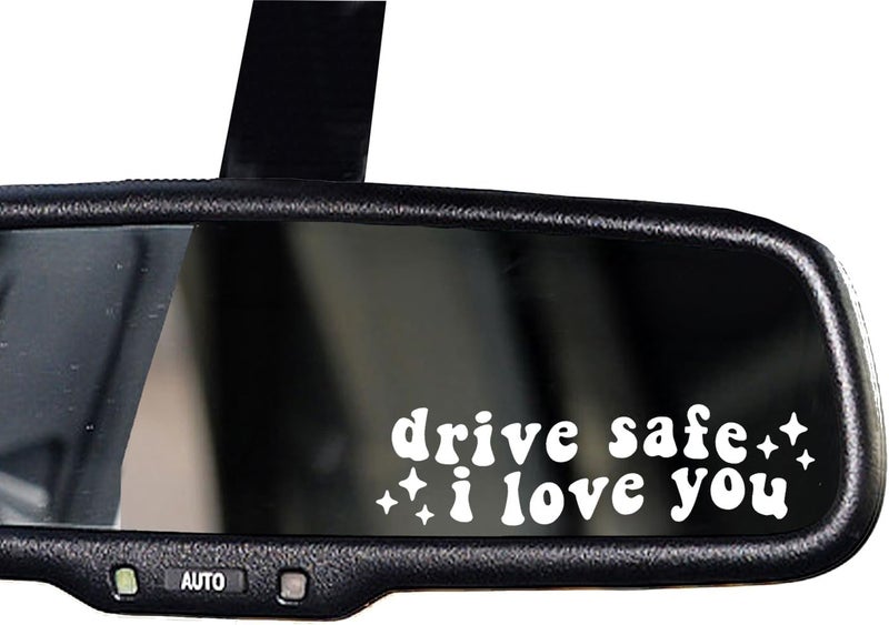OFlyDesigns 2 x Drive Safe I Love You Rearview Decal Vinyl Mirror Decals Rear View Mirror Sticker Side Mirror Car Window Decor Gift for Her Gift for him - Image 1
